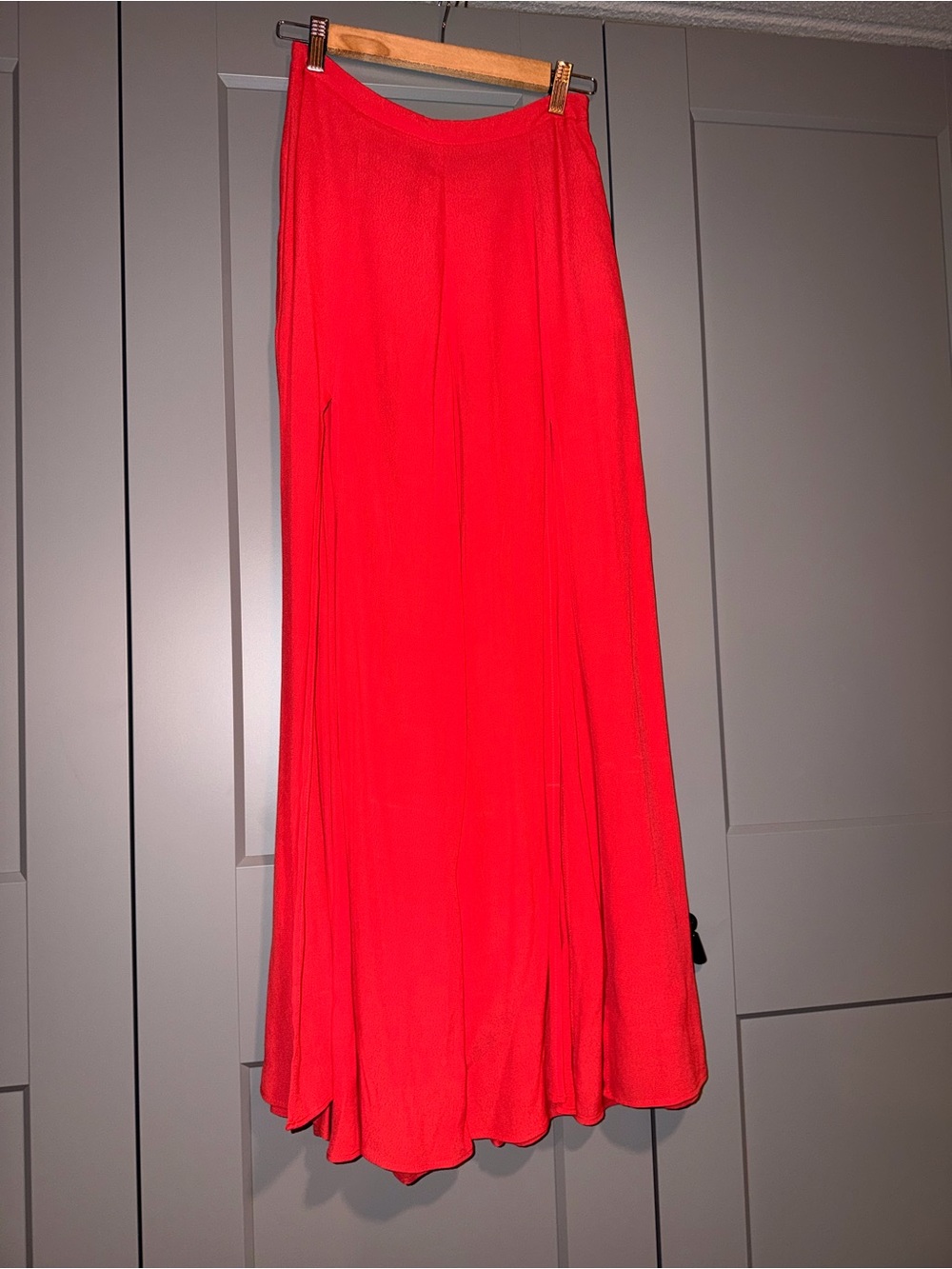 Women's high waisted Flowy Red pants- double slit
